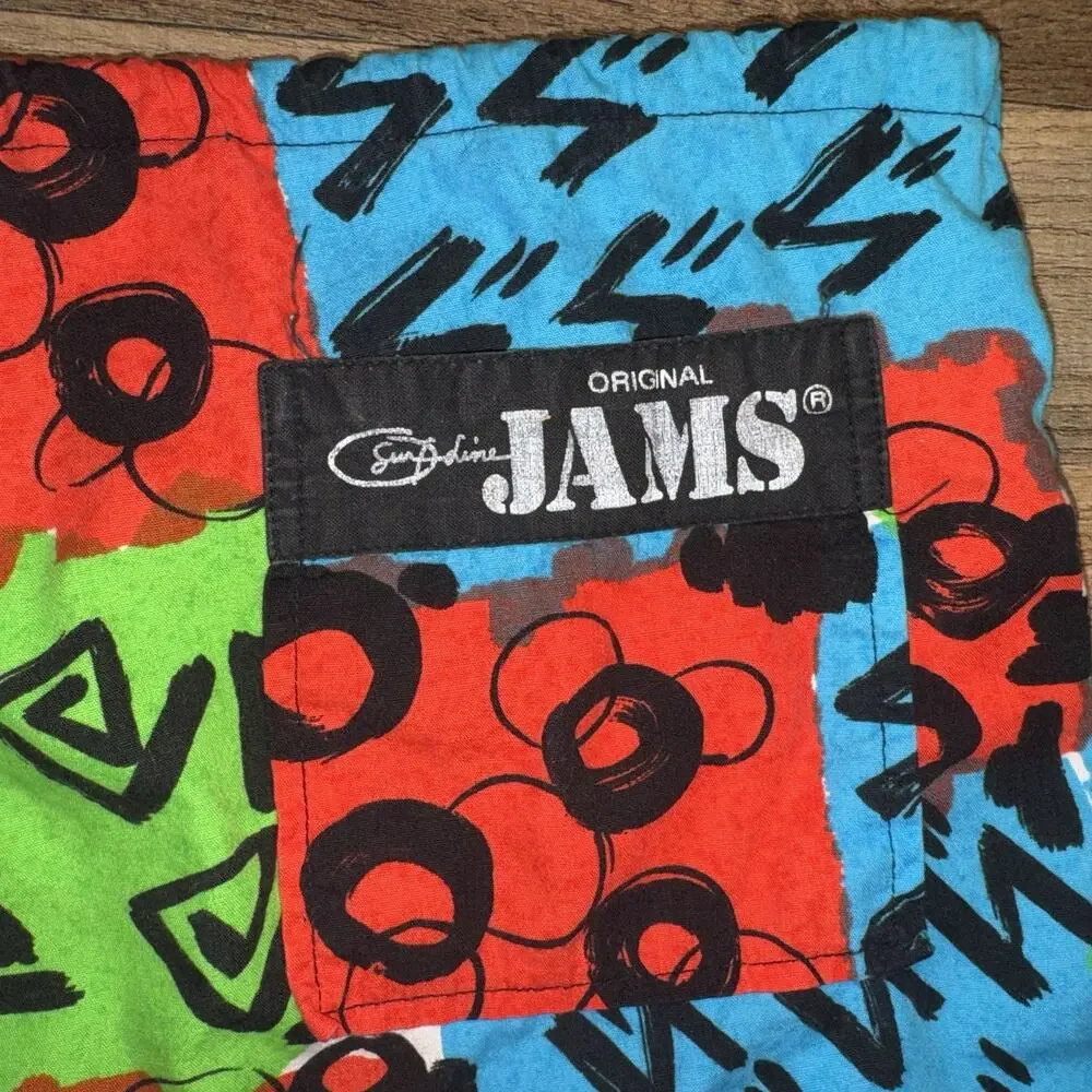 Vintage Surf Line Jams Shorts Mens Medium‎ Colorful Made in USA 80s 90s
